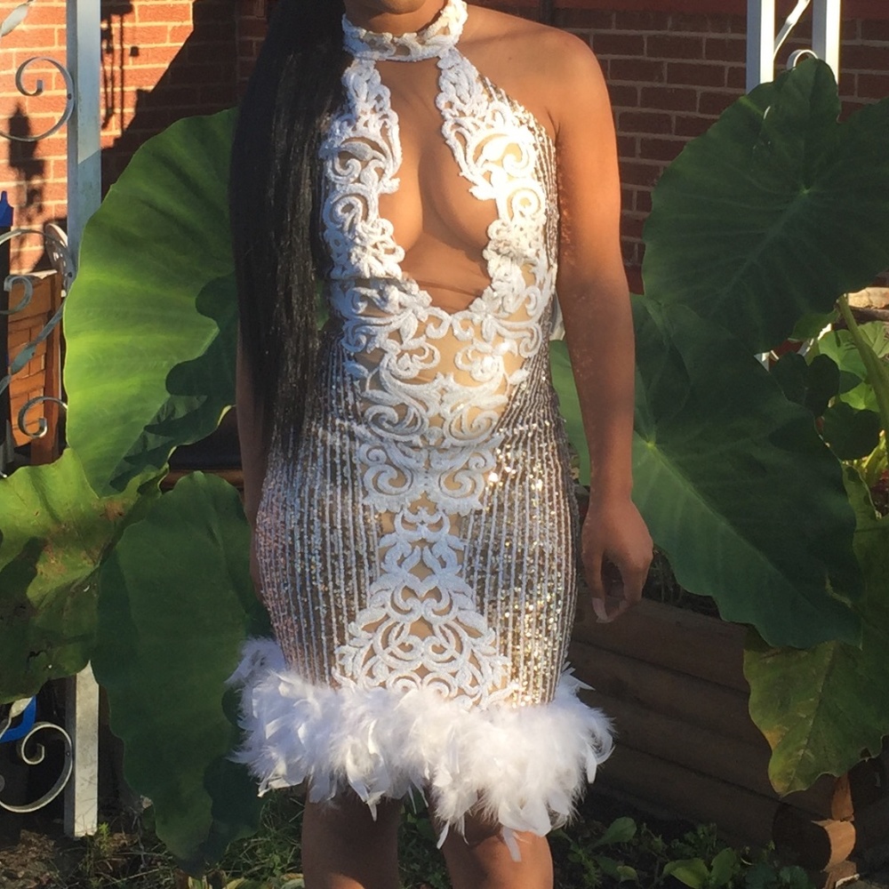 White and Gold Homecoming Dress